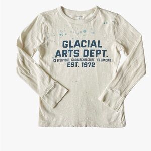 Crewcuts Cream Long Sleeve Tee with Blue Graphic XS 4-5
